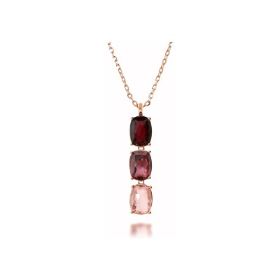Collier Bronzallure Felicia en métal doré rose à l'or fin 18 carats et pierres de couleurs