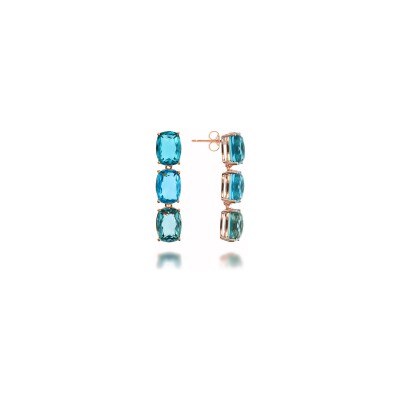 Boucles d'oreilles Bronzallure Felicia en métal doré rose à l'or fin 18 carats et pierres de couleurs