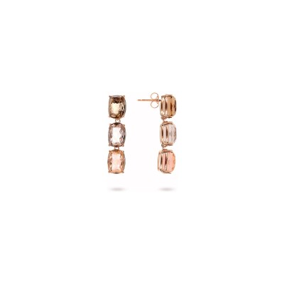 Boucles d'oreilles Bronzallure Felicia en métal doré rose à l'or fin 18 carats et pierres de couleurs