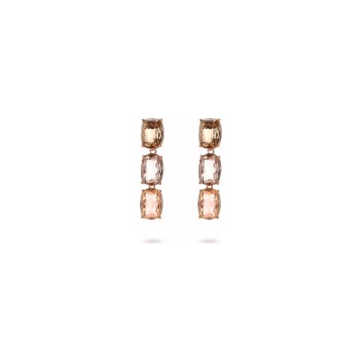 Boucles d'oreilles Bronzallure Felicia en métal doré rose à l'or fin 18 carats et pierres de couleurs