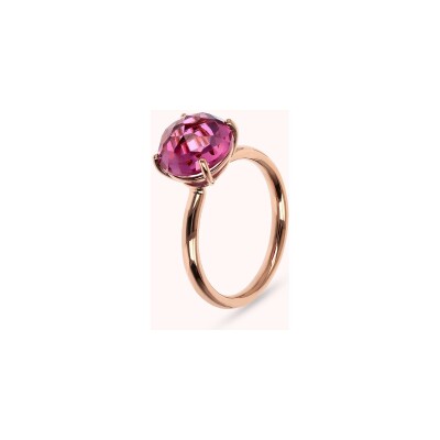 Bague Bronzallure Felicia en métal doré rose à l'or fin 18 carats et pierres de couleurs, taille 52