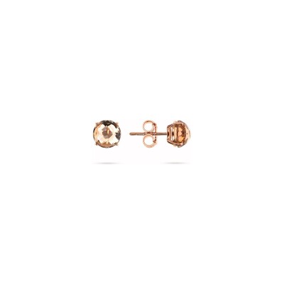 Boucles d'oreilles Bronzallure Felicia en métal doré rose à l'or fin 18 carats et pierres de couleurs