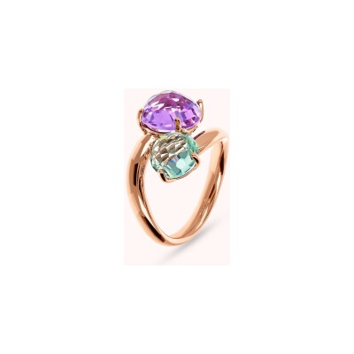 Bague Bronzallure Felicia en métal doré rose à l'or fin 18 carats et pierres de couleurs, taille 58