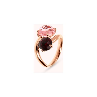 Bague Bronzallure Felicia en métal doré rose à l'or fin 18 carats et pierres de couleurs, taille 56