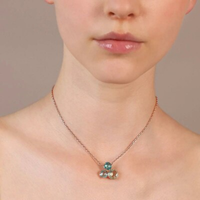 Collier Bronzallure Felicia en métal doré rose à l'or fin 18 carats et pierres de couleurs
