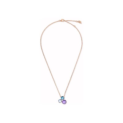 Collier Bronzallure Felicia en métal doré rose à l'or fin 18 carats et pierres de couleurs