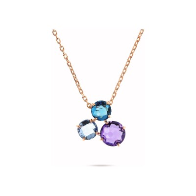 Collier Bronzallure Felicia en métal doré rose à l'or fin 18 carats et pierres de couleurs