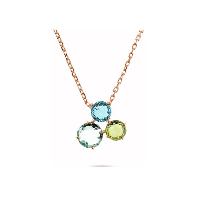 Collier Bronzallure Felicia en métal doré rose à l'or fin 18 carats et pierres de couleurs