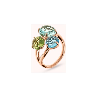Bague Bronzallure Felicia en métal doré rose à l'or fin 18 carats et pierres de couleurs, taille 56