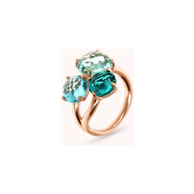 Bague Bronzallure Felicia en métal doré rose à l'or fin 18 carats et pierres de couleurs, taille 56