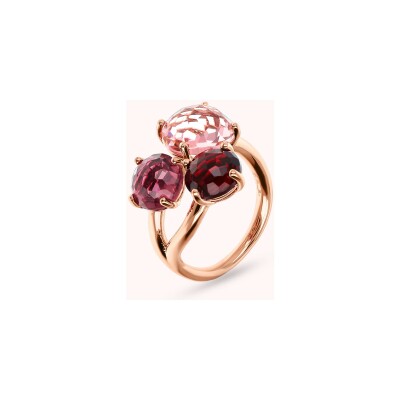 Bague Bronzallure Felicia en métal doré rose à l'or fin 18 carats et pierres de couleurs, taille 54
