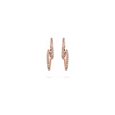 Boucles d'oreilles Bronzallure Altissima en métal doré rose à l'or fin 18 carats et zircon
