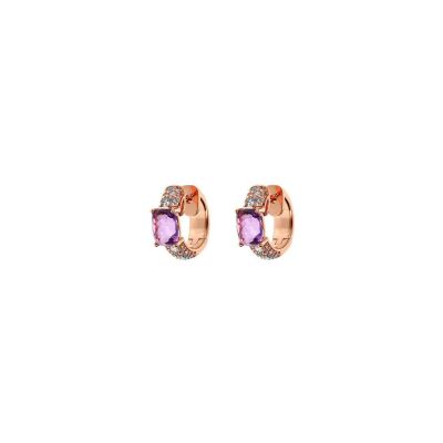 Boucles d'oreilles Bronzallure Preziosa en métal doré rose à l'or fin 18 carats, pierres de couleurs et zircons