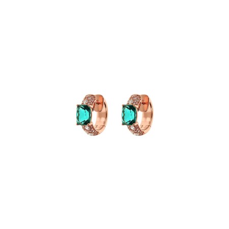 Boucles d'oreilles Bronzallure Preziosa en métal doré rose à l'or fin 18 carats, pierres de couleurs et zircons