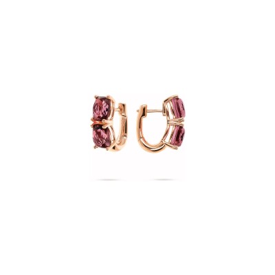 Boucles d'oreilles Bronzallure Felicia en métal doré rose à l'or fin 18 carats et pierres de couleurs