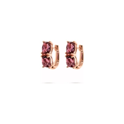 Boucles d'oreilles Bronzallure Felicia en métal doré rose à l'or fin 18 carats et pierres de couleurs