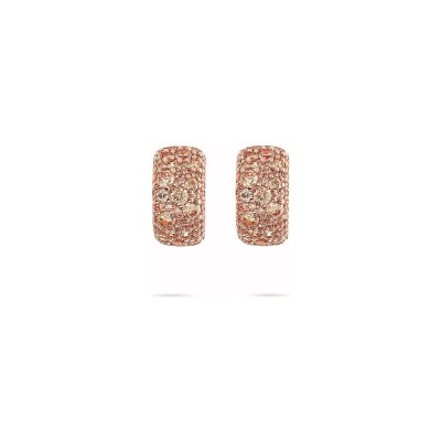 Boucles d'oreilles Bronzallure Altissima en métal doré rose à l'or fin 18 carats et zircon