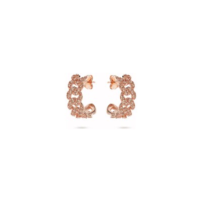 Boucles d'oreilles Bronzallure Altissima en métal doré rose à l'or fin 18 carats et zircon