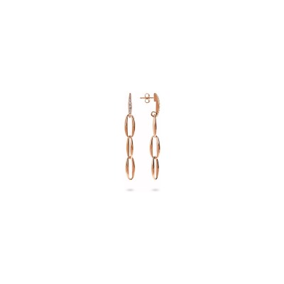 Boucles d'oreilles Bronzallure Altissima en métal doré rose à l'or fin 18 carats et zircon