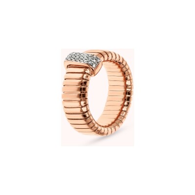 Bague Bronzallure Altissima en métal doré rose à l'or fin 18 carats et zircon, taille 58