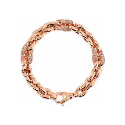 Bracelet Bronzallure Altissima en métal doré rose à l'or fin 18 carats et zircon