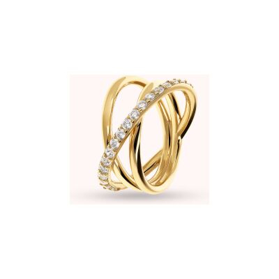 Bague Bronzallure Golden en métal doré à l'or fin 18 carats et zircon, taille 56