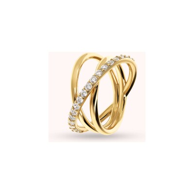 Bague Bronzallure Golden en métal doré à l'or fin 18 carats et zircon, taille 58