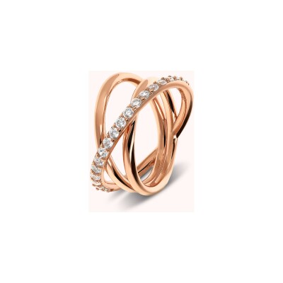 Bague Bronzallure Altissima en métal doré rose à l'or fin 18 carats et zircon, taille 54