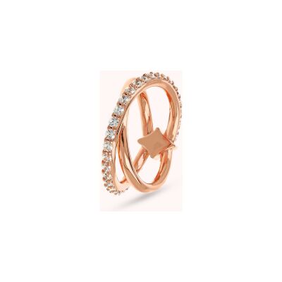 Bague Bronzallure Altissima en métal doré rose à l'or fin 18 carats et zircon, taille 56