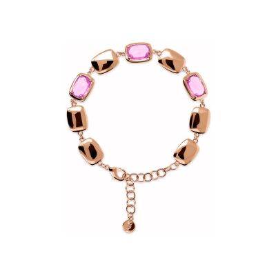 Bracelet Bronzallure Felicia en métal doré rose à l'or fin 18 carats et pierres de couleurs