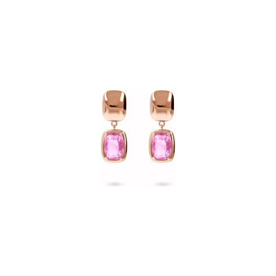 Boucles d'oreilles Bronzallure Felicia en métal doré rose à l'or fin 18 carats et pierres de couleurs