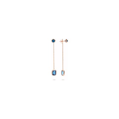 Boucles d'oreilles Bronzallure Felicia en métal doré rose à l'or fin 18 carats et pierres de couleurs