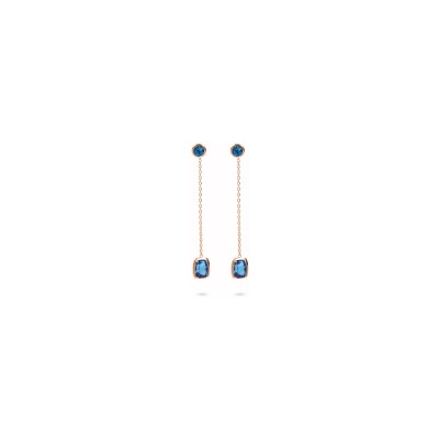 Boucles d'oreilles Bronzallure Felicia en métal doré rose à l'or fin 18 carats et pierres de couleurs