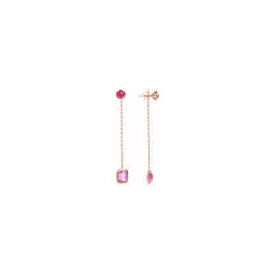 Boucles d'oreilles Bronzallure Felicia en métal doré rose à l'or fin 18 carats et pierres de couleurs