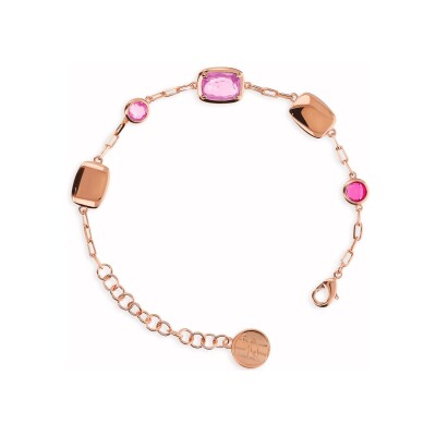 Bracelet Bronzallure Felicia en métal doré rose à l'or fin 18 carats et pierres de couleurs