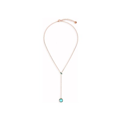 Collier Bronzallure Preziosa en métal doré rose à l'or fin 18 carats et pierres de couleurs
