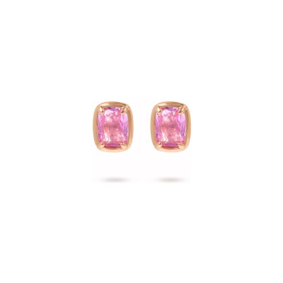 Boucles d'oreilles Bronzallure Felicia en métal doré rose à l'or fin 18 carats et pierres de couleurs