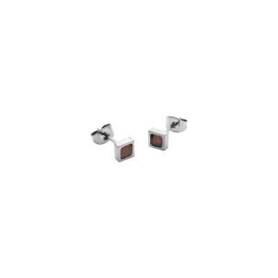 Boucles d'oreilles William Spencer Collection Iconique en acier et bois