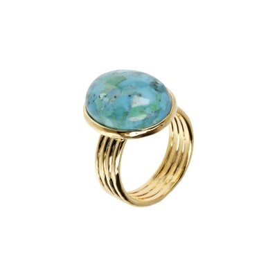 Bague Etrusca Cruise en métal doré à l'or fin 18 carats et turquoise