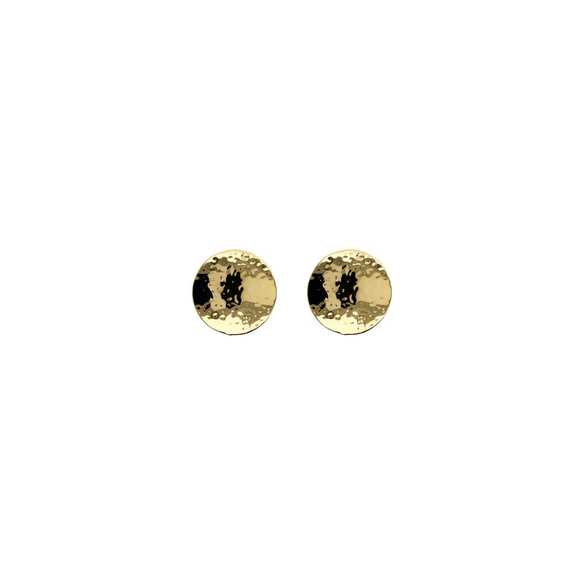 Boucles d'oreilles clous Etrusca avec disques martelés en argent plaqué or jaune