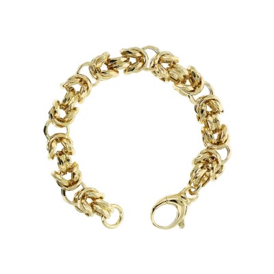 Bracelet Etrusca chaîne byzantine martelée en métal doré à l'or fin 18 carats jaune