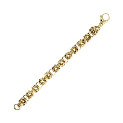 Bracelet Etrusca chaîne byzantine martelée en métal doré à l'or fin 18 carats jaune
