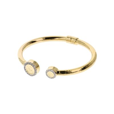 Bracelet jonc Etrusca Gioielli Itaca en métal doré à l'or fin 18 carats et oxyde de zirconium