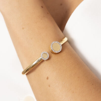 Bracelet jonc Etrusca Gioielli Itaca en métal doré à l'or fin 18 carats et oxyde de zirconium