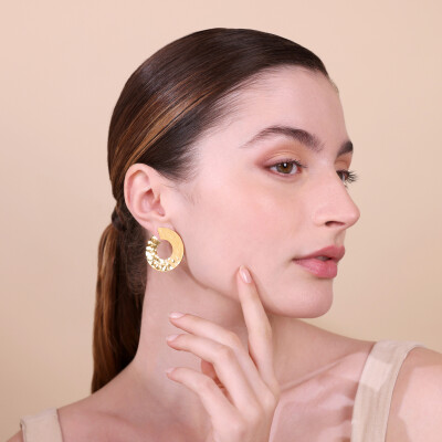 Boucles d'oreilles pendantes Etrusca Gioielli Itaca en métal doré à l'or fin 18 carats et rhodium