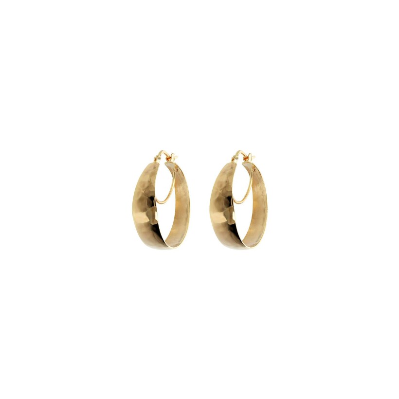 Boucles d'oreilles créoles Etrusca avec demi-cercles en plaqué or jaune