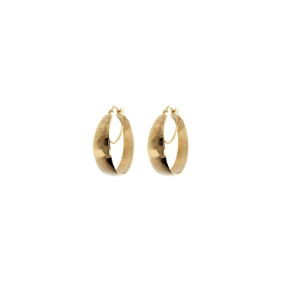 Boucles d'oreilles créoles Etrusca avec demi-cercles en métal doré à l'or fin 18 carats jaune