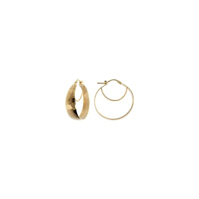 Boucles d'oreilles créoles Etrusca avec demi-cercles en métal doré à l'or fin 18 carats jaune