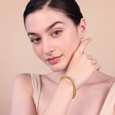 Bracelet jonc Etrusca Gioielli Itaca en métal doré à l'or fin 18 carats, taille S
