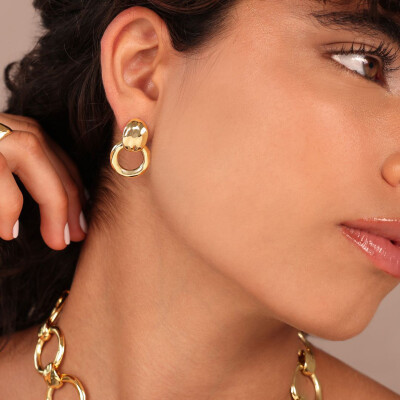 Boucles d'oreilles pendantes Etrusca Gioielli Itaca en métal doré à l'or fin 18 carats